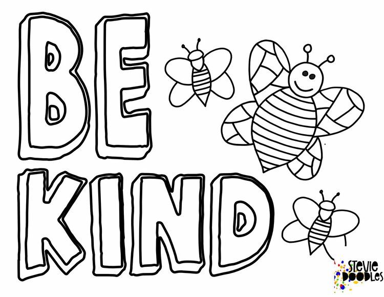 6 Free Printable Be Kind Coloring Pages With Bees over 1000 free pages at  Stevie Doodes | Bee coloring pages, Free coloring pages, Coloring pages