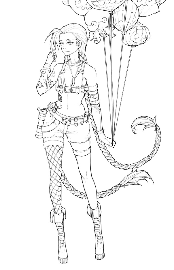 Jinx With Balloon Coloring Pages - League of Legends Coloring Pages - Coloring  Pages For Kids And Adults