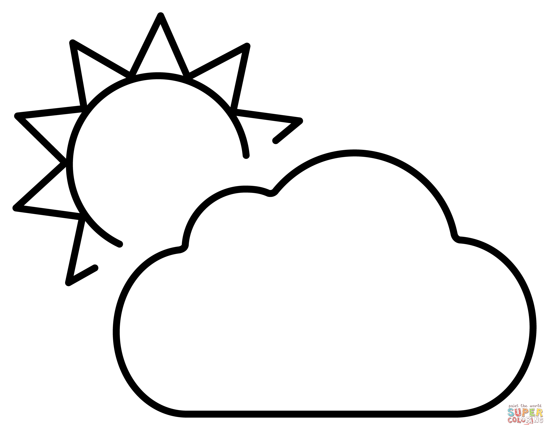 Sun Behind Cloud Emoji Coloring Page. Free Printable Coloring Page ...