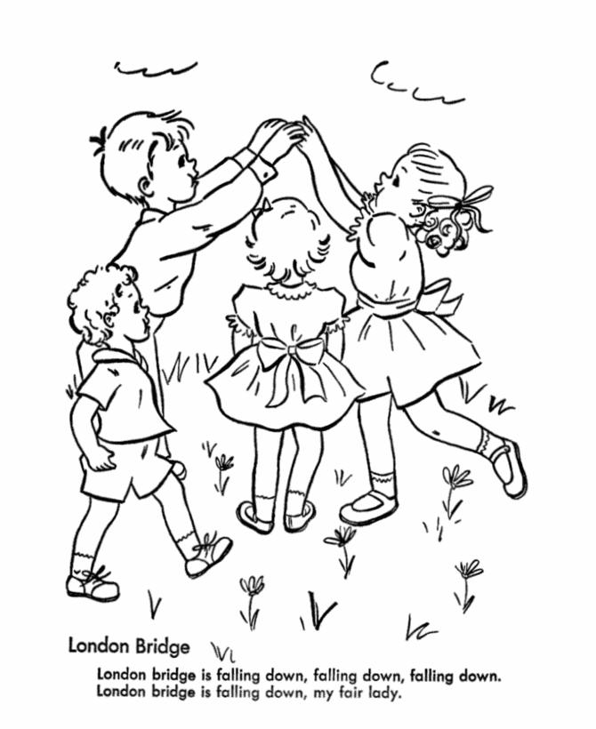 BlueBonkers - Kids Birthday Games Coloring Page Sheets - London Bridge is  Falling Down - Free Printable birthday Games, coloring pages