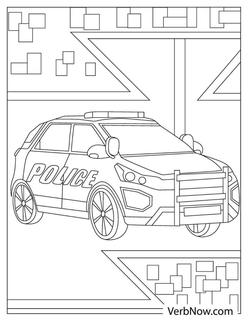 Free POLICE CAR Coloring Pages & Book for Download (Printable PDF) - VerbNow