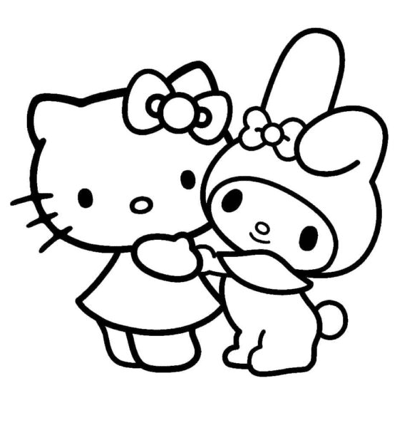 Hello Kitty with My Melody Coloring Pages - My Melody Coloring Pages - Coloring  Pages For Kids And Adults