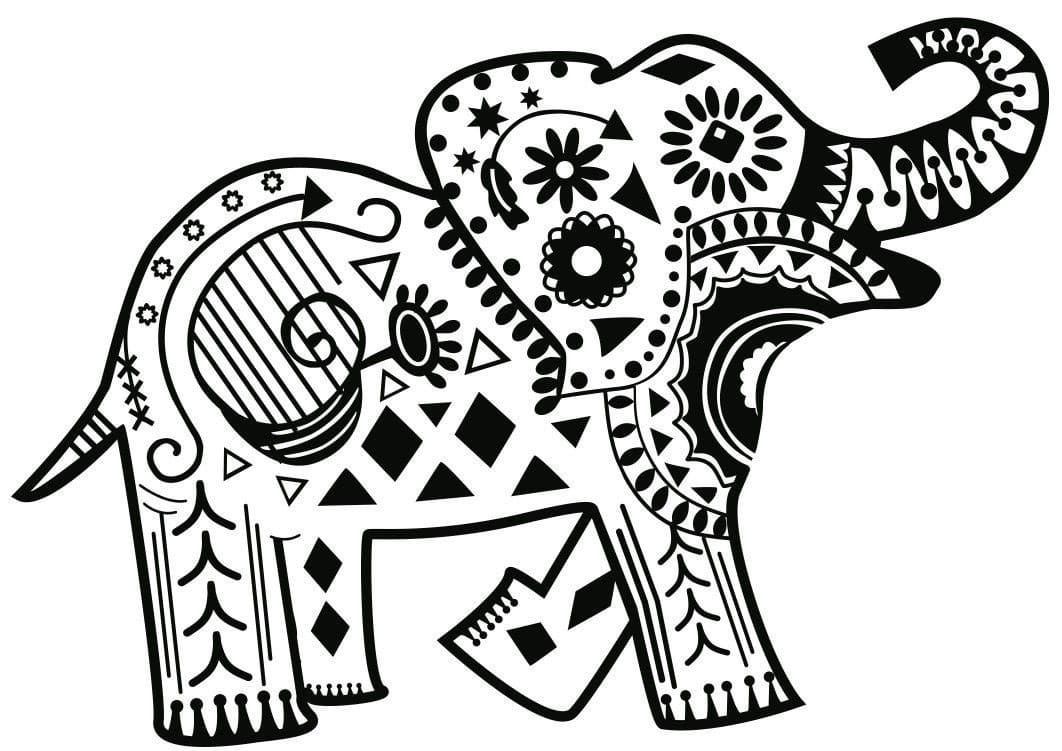 African Zen Elephant Coloring Page - Free Printable Coloring Pages for Kids