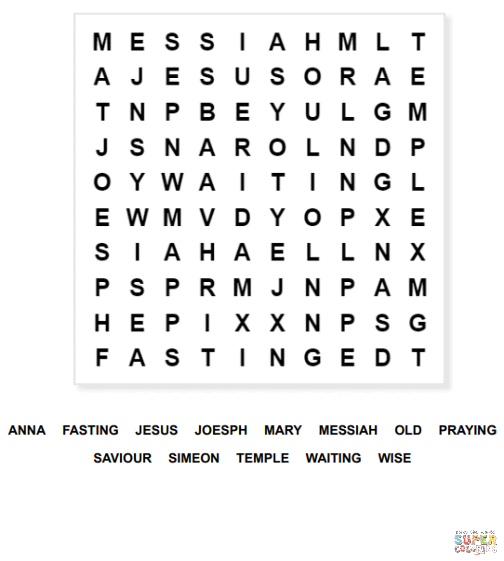 Luke 2.22 Word Search coloring page | Free Printable Coloring Pages