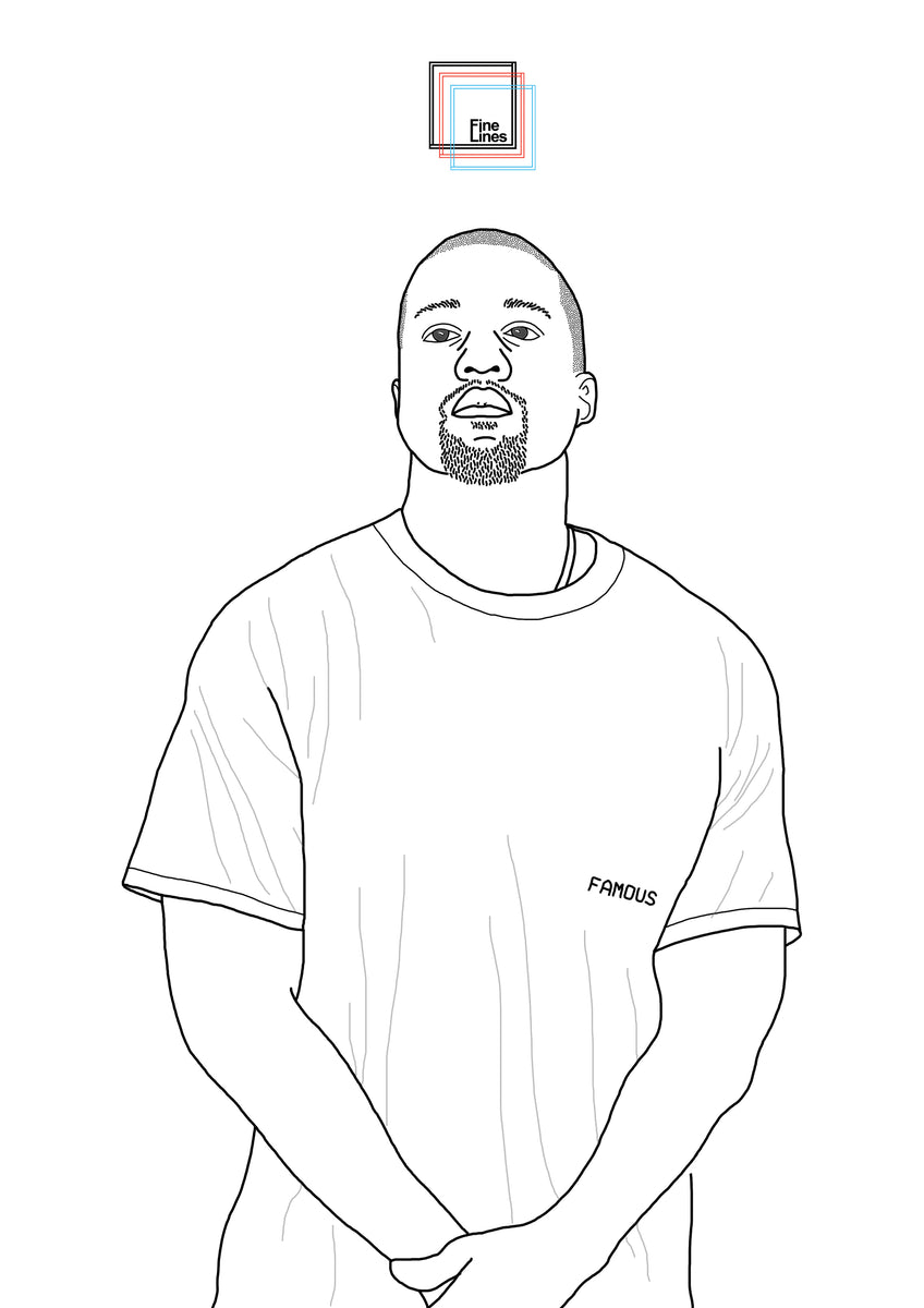 Kanye West Outline Illustration – FineLinesDesignUK