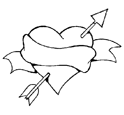 Heart, arrow and ribbon coloring page - Coloringcrew.com