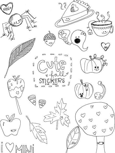 Cute Fall Stickers coloring page | Autumn stickers, Coloring stickers, Free  printable coloring pages