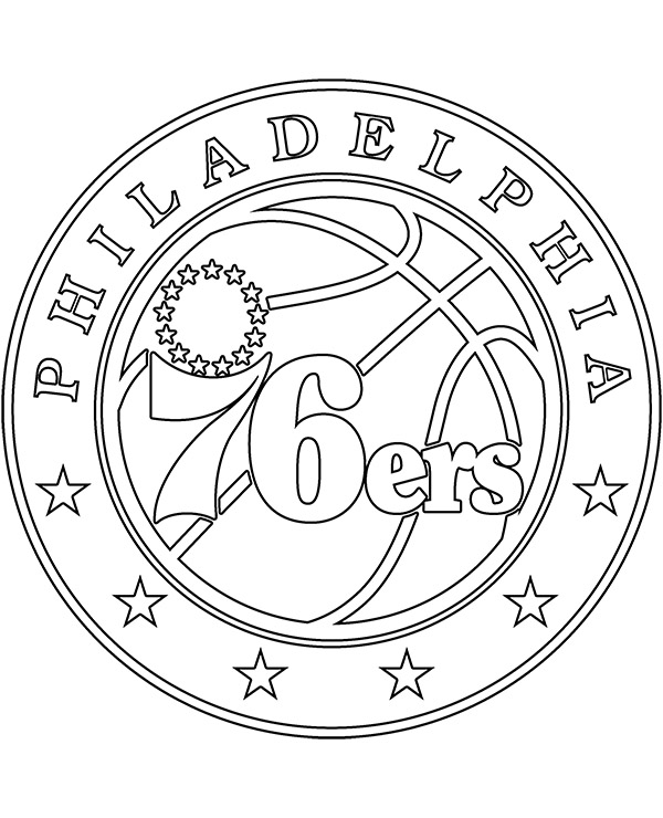 Printable Philadelphia 76ers logo NBA team - Topcoloringpages.net