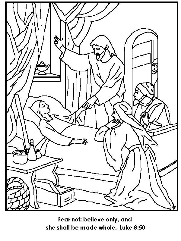 Jesus Restores Jairus' Daughter To Life Coloring Page