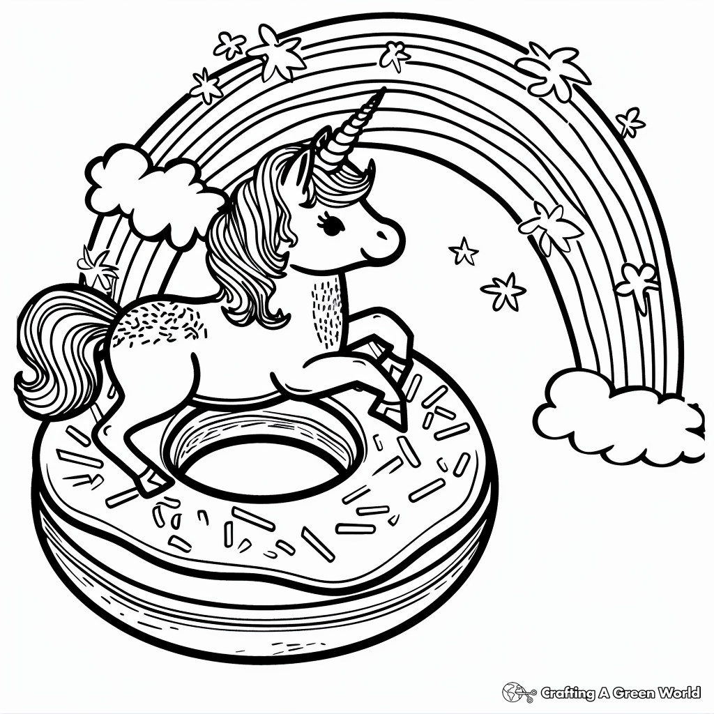 Unicorn Donut Coloring Pages - Free ...