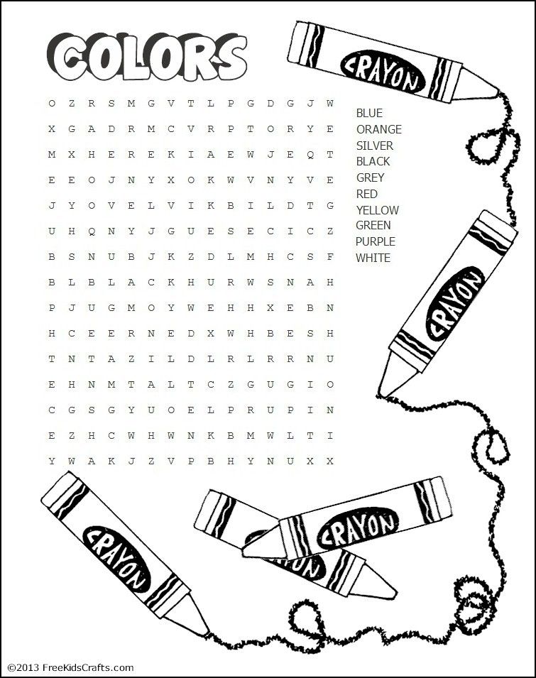 Printable Colors Word Search | Color ...