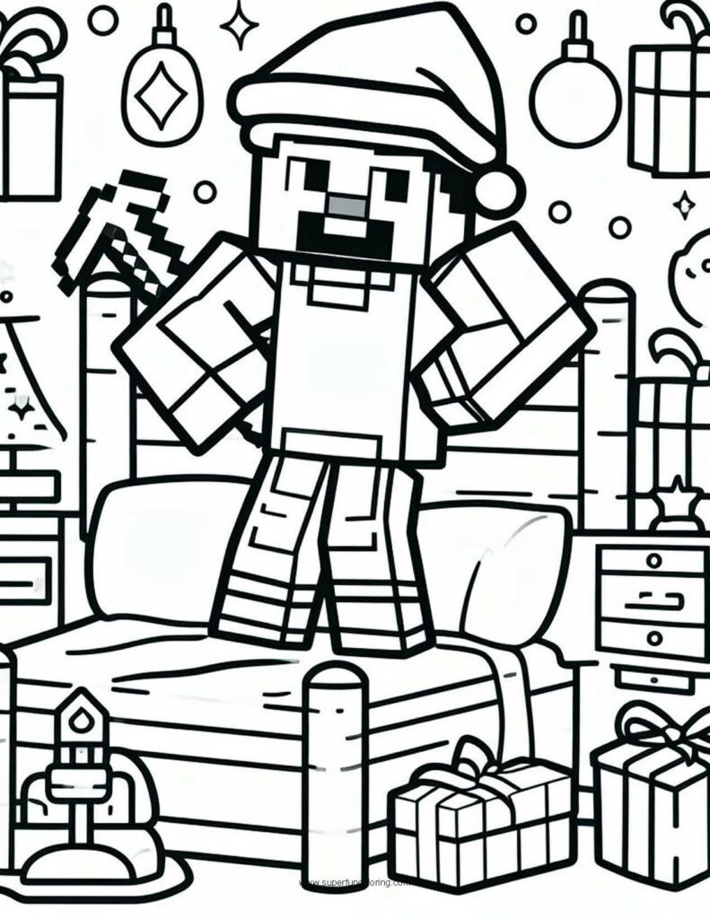 Minecraft Christmas Coloring Page - Super Fun Coloring