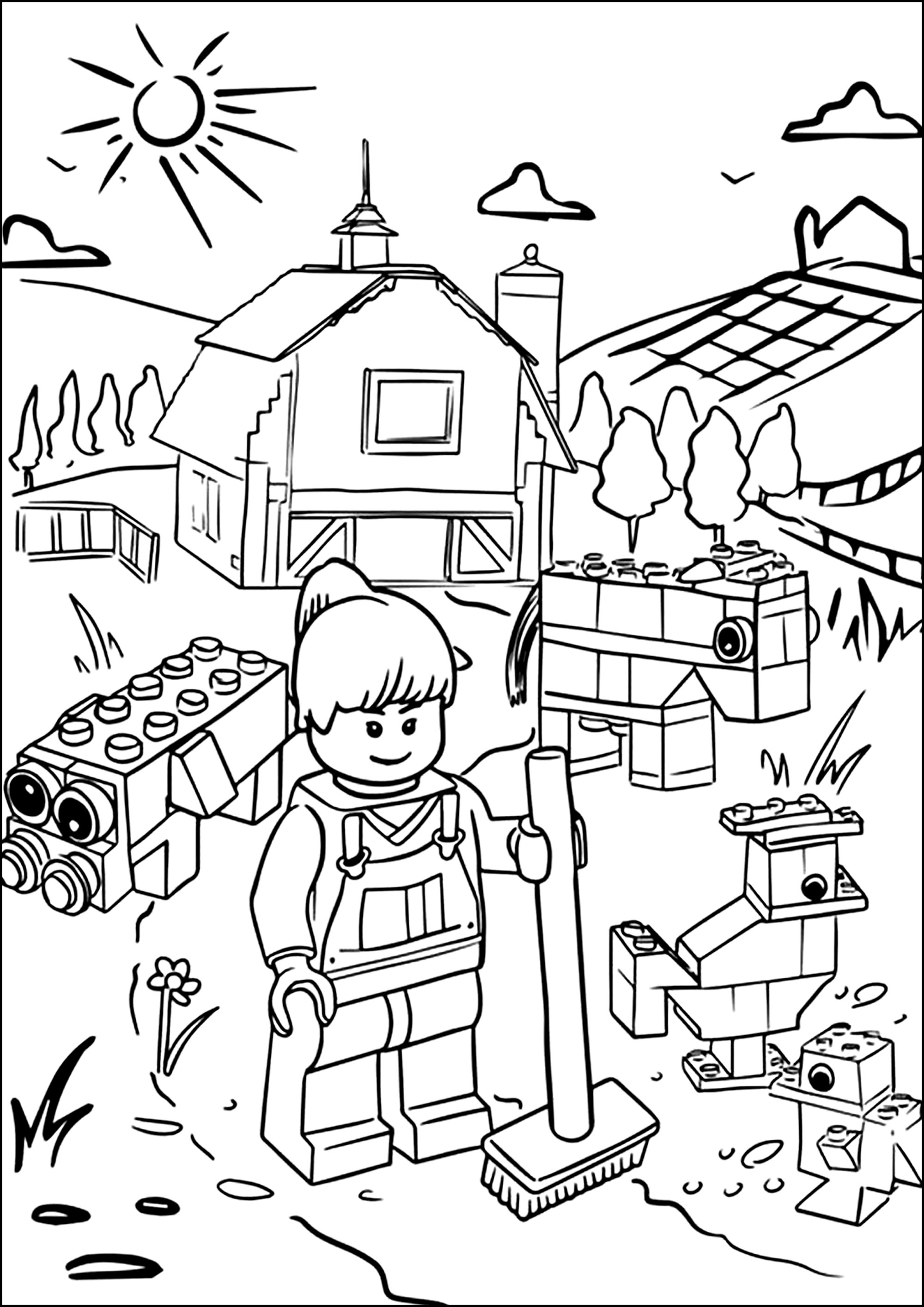 Lego Farm - Lego Kids Coloring Pages