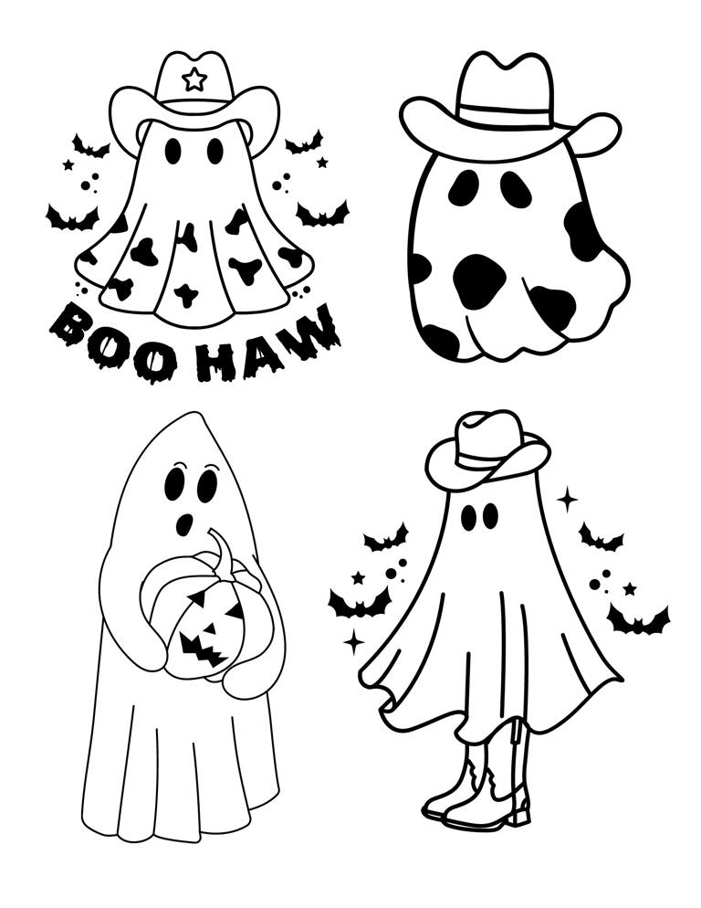 Cute Ghost Coloring Pages - Coloring Nation