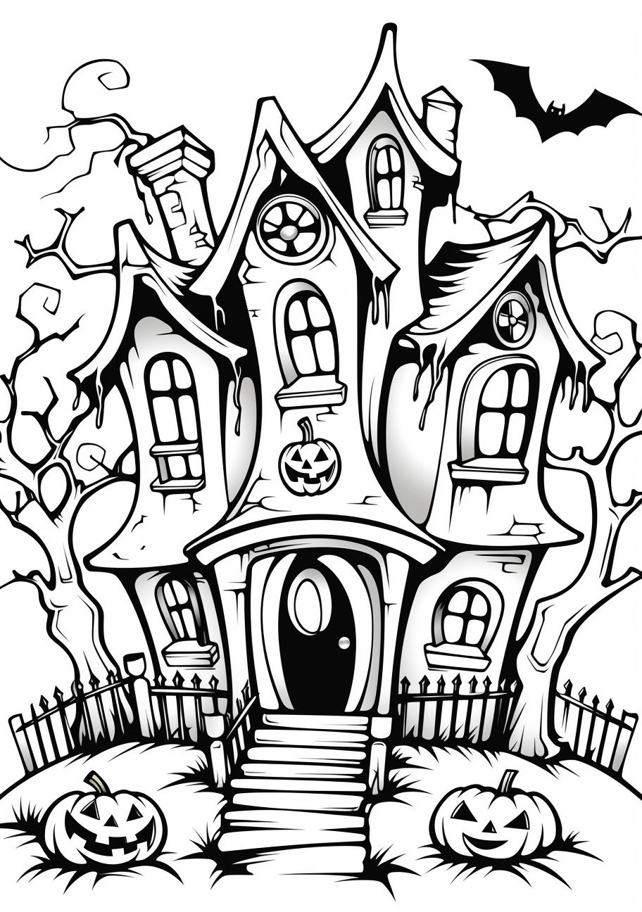 Haunted House Halloween Splendor - Halloween Coloring Page: Fun And  Engaging Printable Creations (@coloring) | Hero