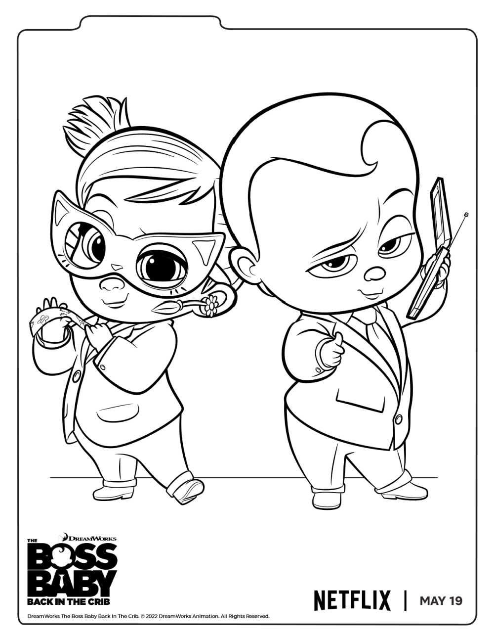 Free Boss Baby Theodore & Tina Coloring Page - Mama Likes This