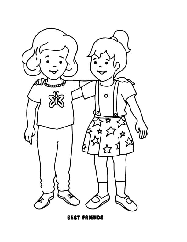 Two Girls Best Friends Coloring Page - Free Printable Coloring Pages for  Kids