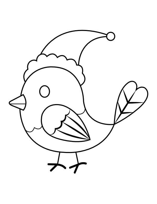 Printable Christmas Bird Coloring Page