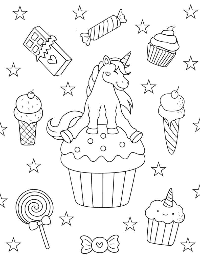 Unicorn Cakes Coloring Pages Coloring Nation