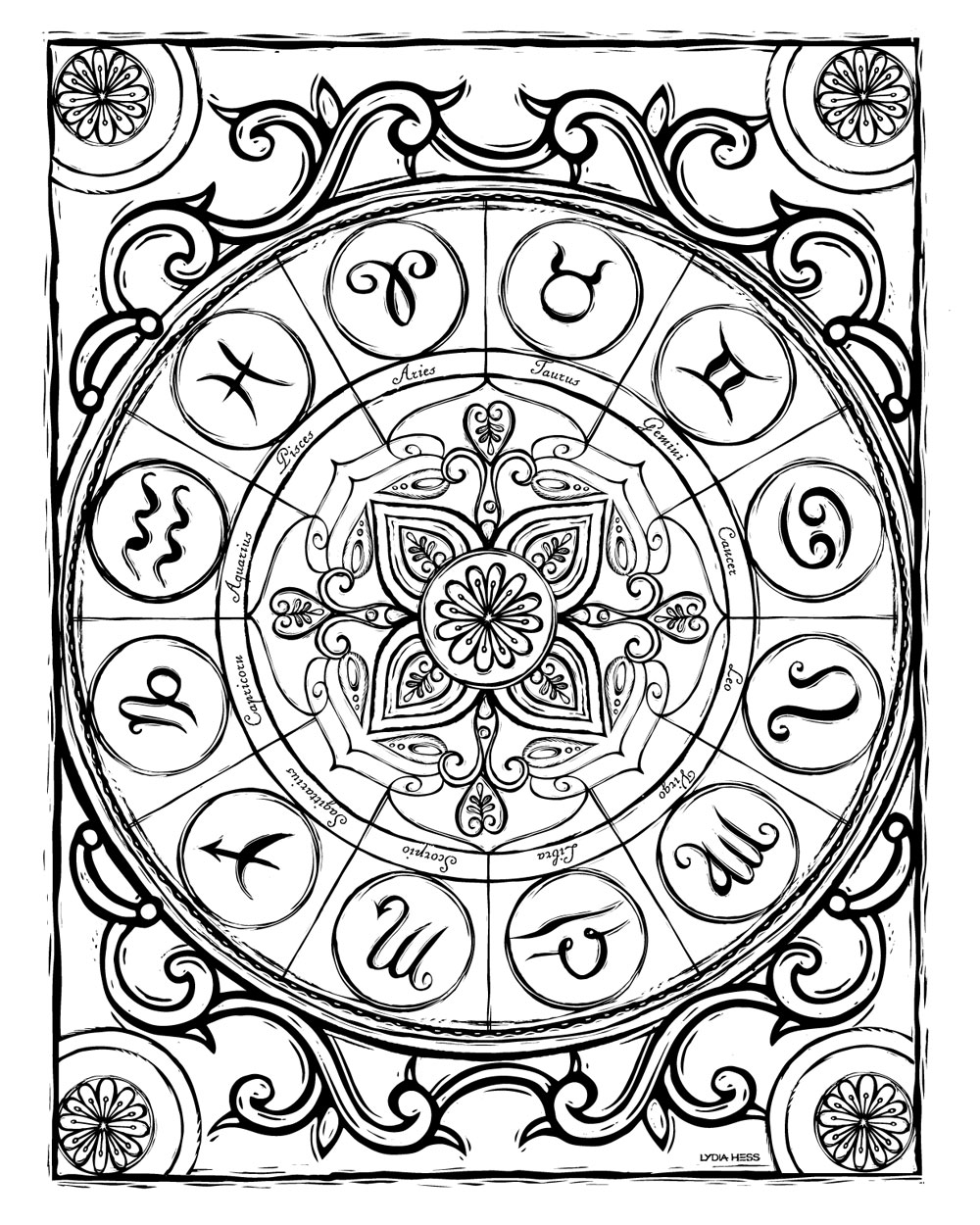 Sacred Heavens Zodiac Coloring book — Lydia Hess