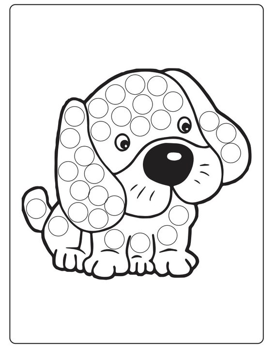 Puppy Dog Dot Marker Coloring Pages - Etsy