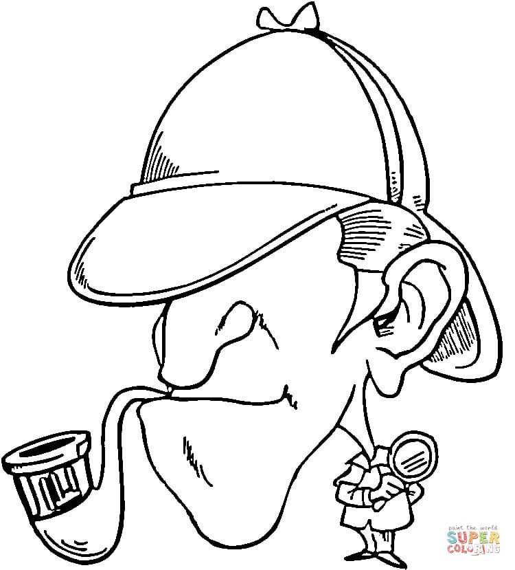 Sherlock Holmes With Pipe coloring page | Free Printable Coloring Pages