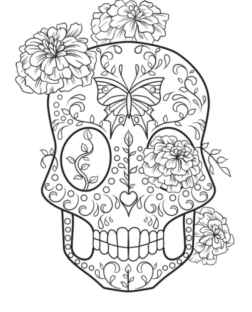 Print Download Sugar Skull Coloring Pages To Have Scary But Girlture Ideas  Day Of The – Approachingtheelephant