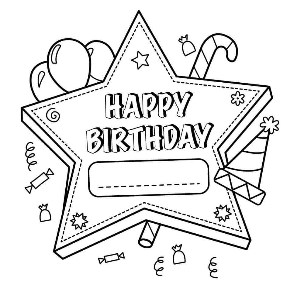 Happy Birthday Bear Coloring Pages | Happy birthday printable, Happy  birthday coloring pages, Coloring birthday cards