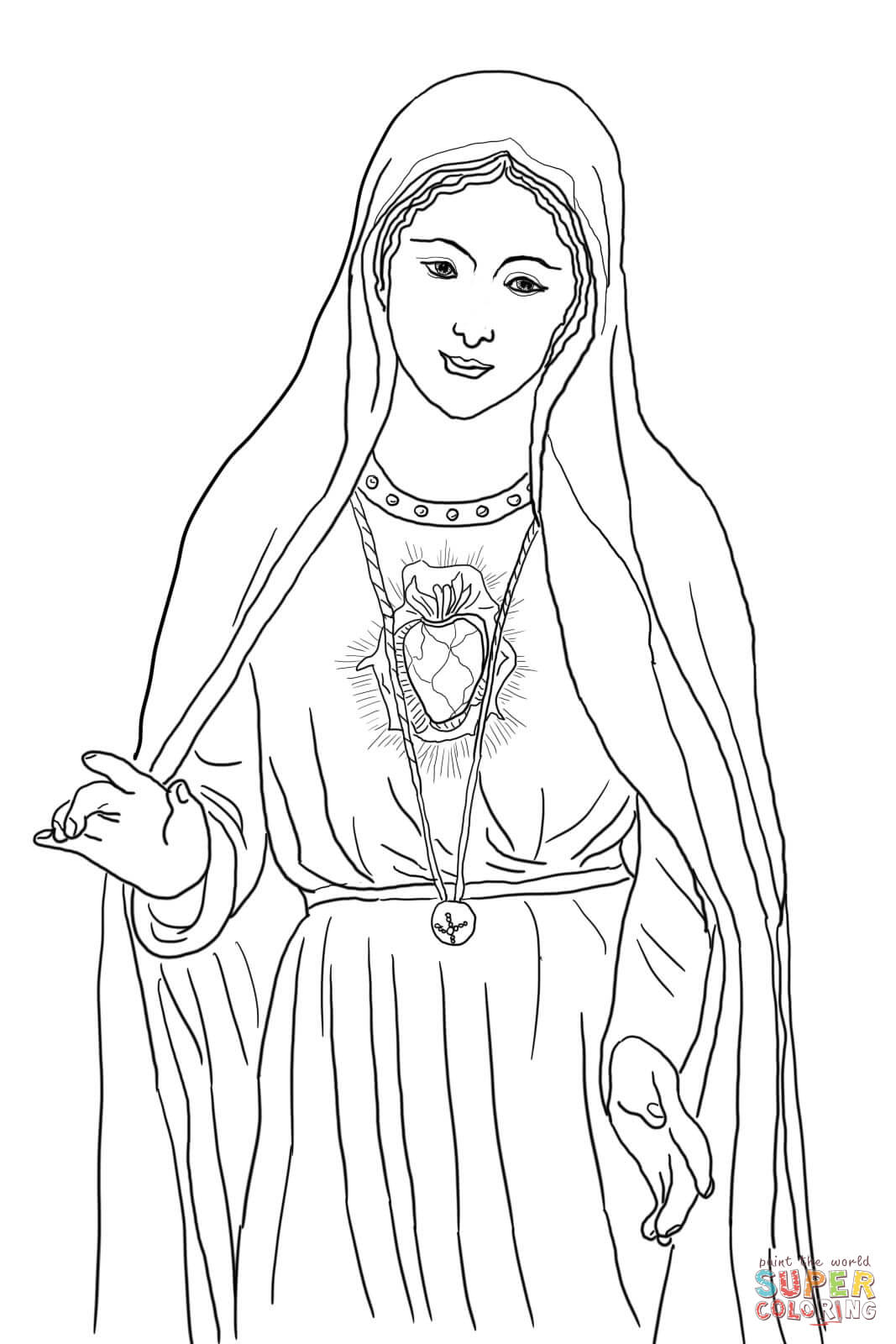 Immaculate Heart of Mary coloring page | Free Printable Coloring Pages