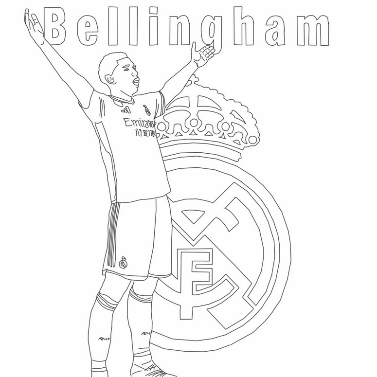 Coloring page UEFA Champions League 2023-2024 : Jude Bellingham 02