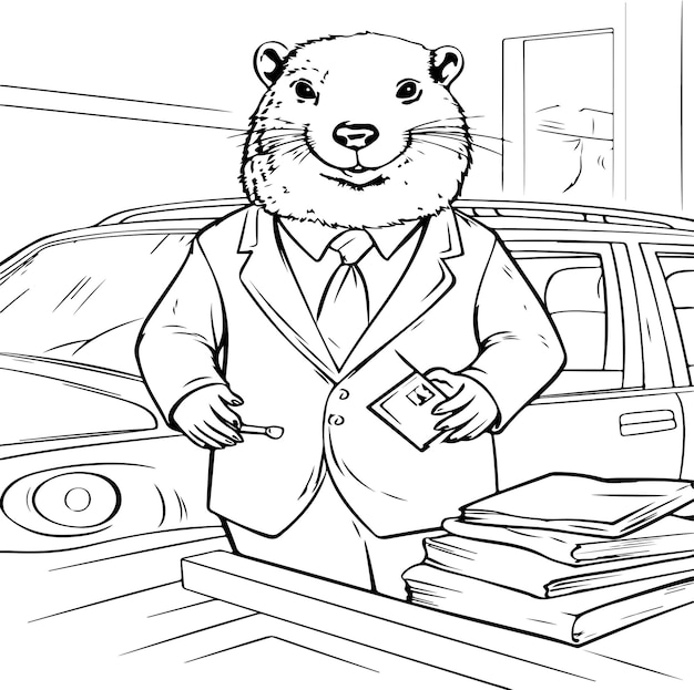A beaver working coloring pages for ...