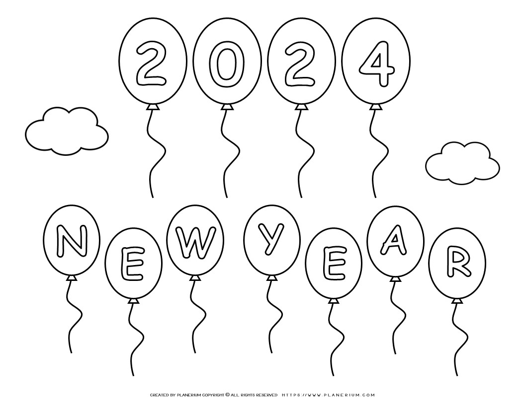 New Year Coloring Pages 2024 - Fun Kids Activity for School or Home