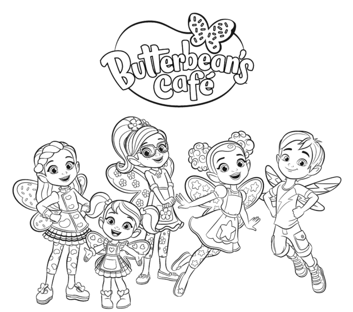 Butterbean's Café coloring book from cartoon to print and online