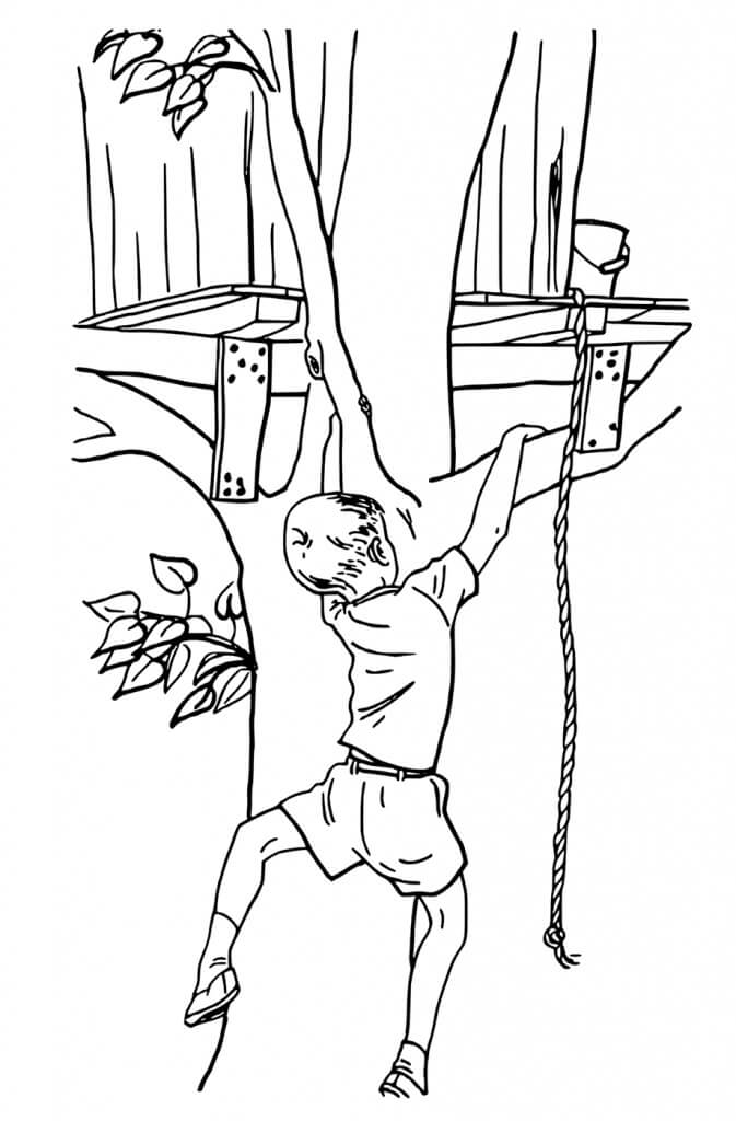 Climbing Treehouse Coloring Page - Free Printable Coloring Pages for Kids