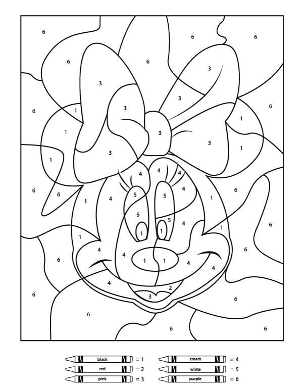 Minnie Color By Number Coloring Pages - Color by Number Coloring Pages - Coloring  Pages For Kids And Adults