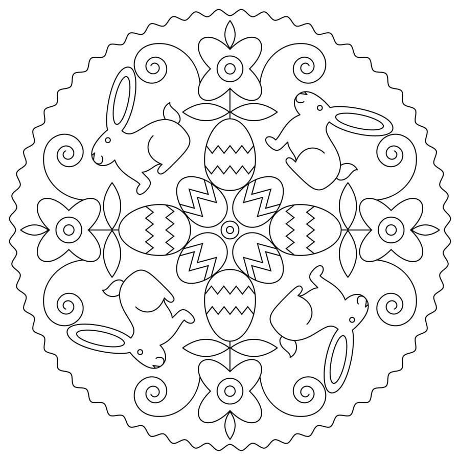 Coloring pages: Easter Mandalas, printable for kids & adults, free