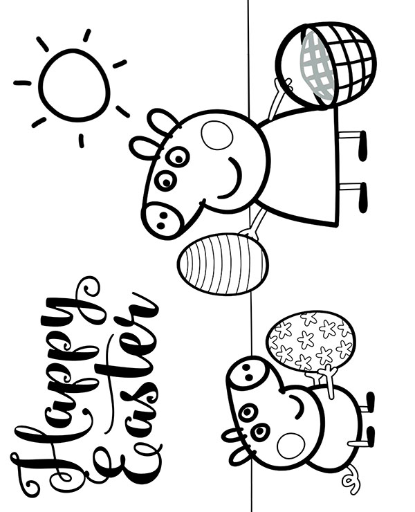 Printable Peppa Easter coloring sheet