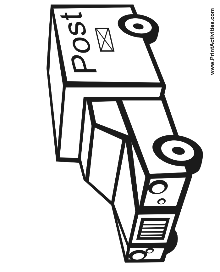 mail truck coloring page - Clip Art Library