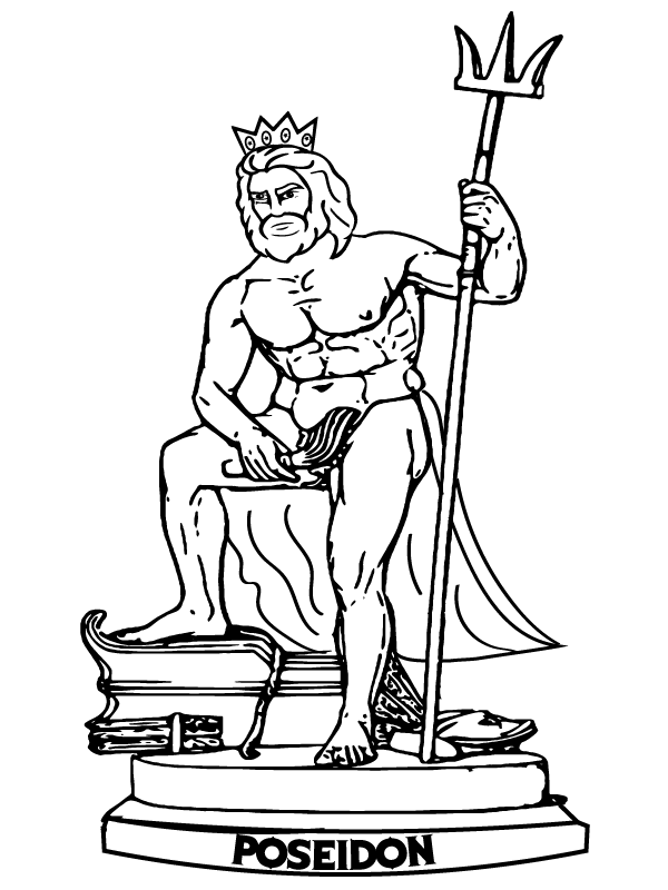 Poseidon on His Throne Coloring Page - Free Printable Coloring Pages for  Kids