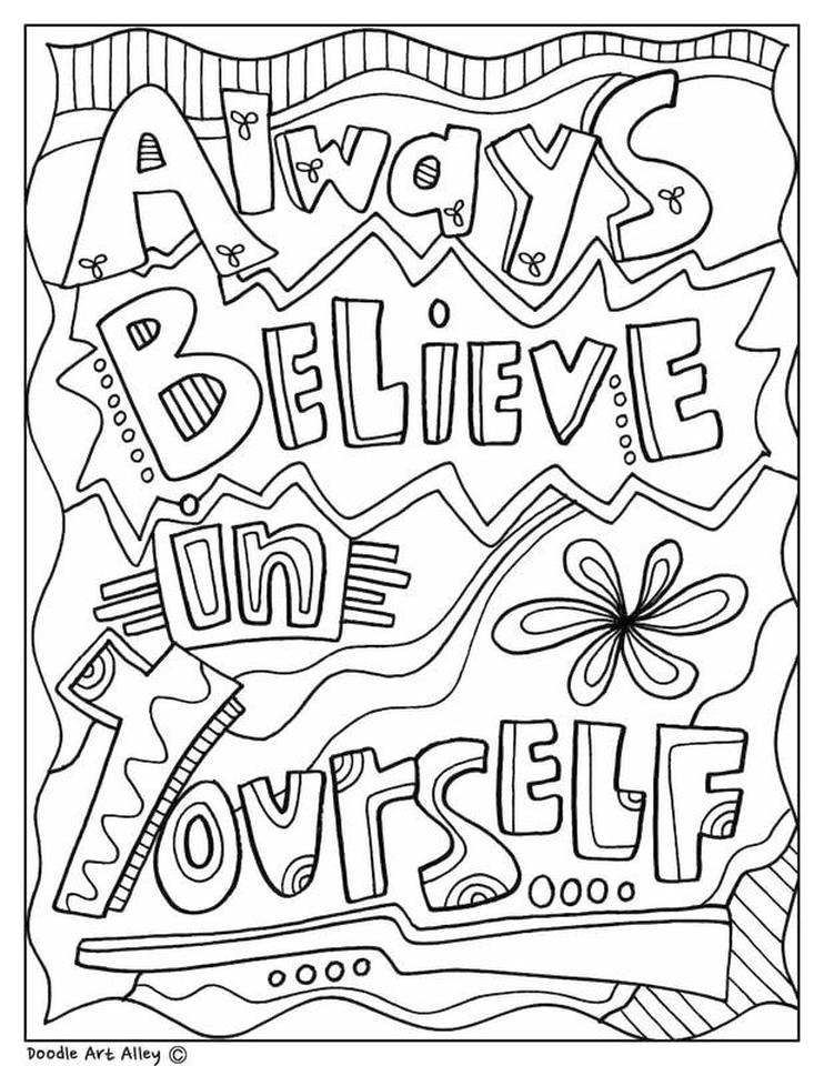 Always Believe in Yourself Inspirational Coloring Page ...