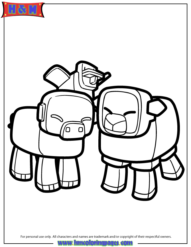 Minecraft Animals Coloring Page | H & M Coloring Pages