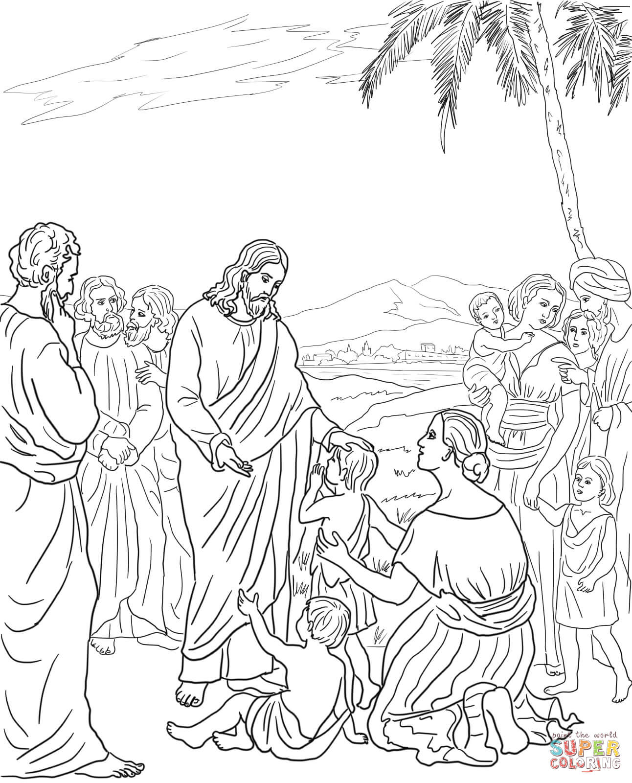 Jesus Blesses the Children coloring page | Free Printable Coloring ...