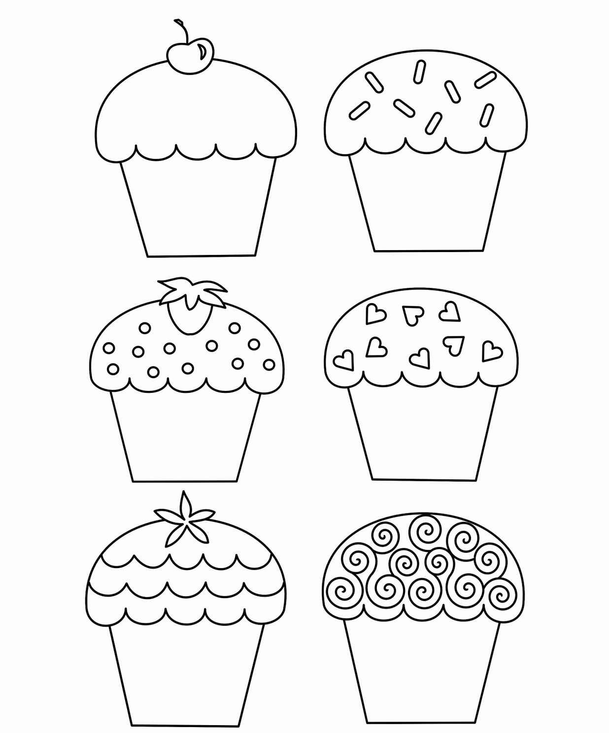 Cupcake S Printable - Coloring Pages for Kids and for Adults