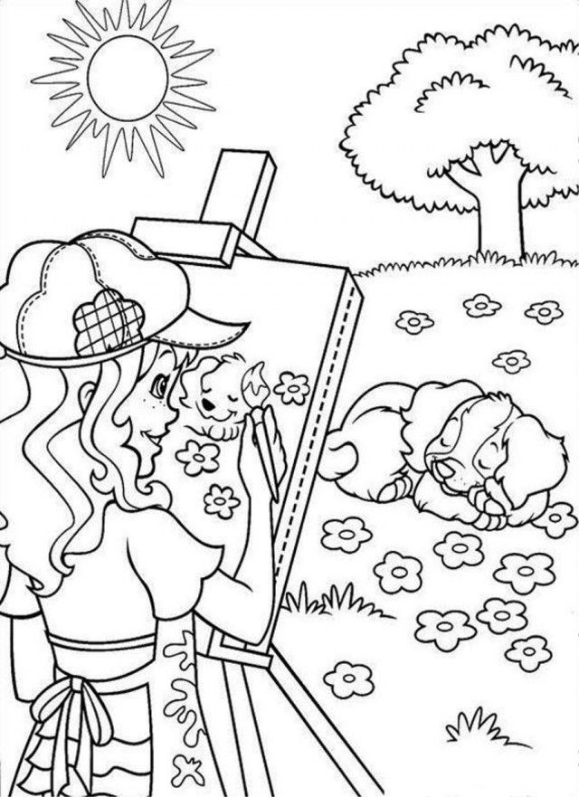 Holly Hobbie Painting Dog Coloring Page Coloringplus 192127 Holly 