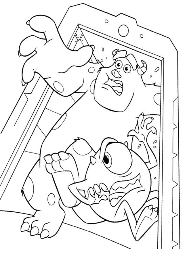 Monster Sulley And Mike Running Coloring Pages - Monster Inc 