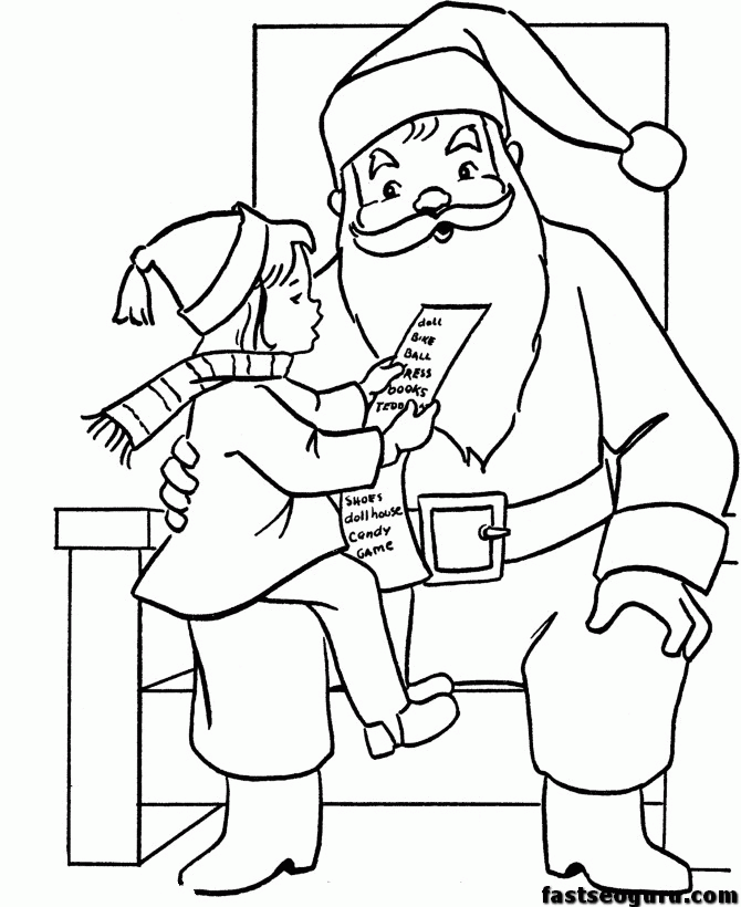 wish list for christmas santa coloring pages printable