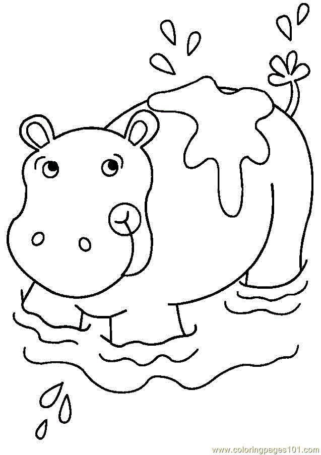 Coloring Pages Hippo (Mammals > Hippopotamus ) - free printable 