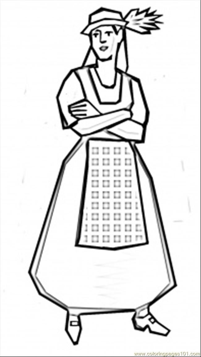 Coloring Pages German Woman In National Dress (Countries > Germany 