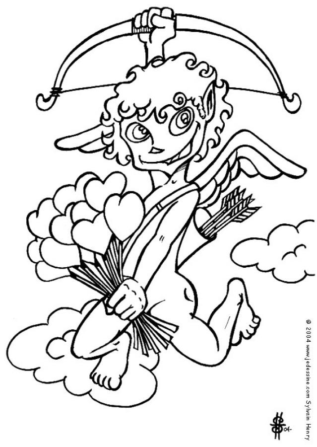 VALENTINE'S DAY coloring pages - Cherub and bow