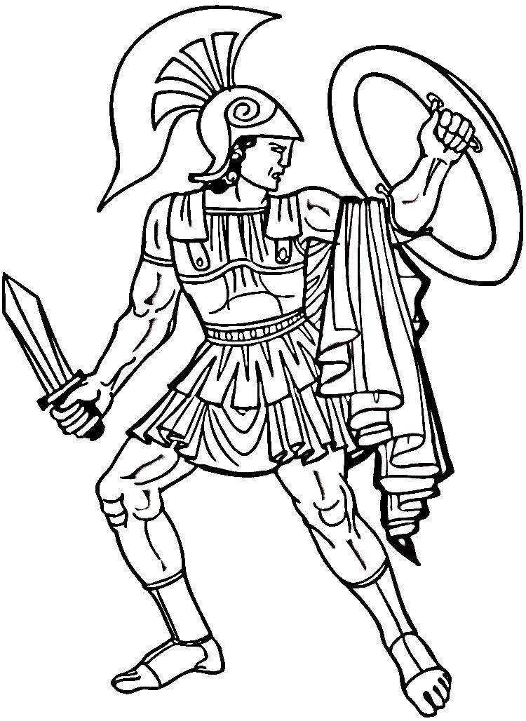 Greek Warrior Coloring Online | Super Coloring